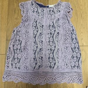 Lilac Lace Cap Sleeve Blouse